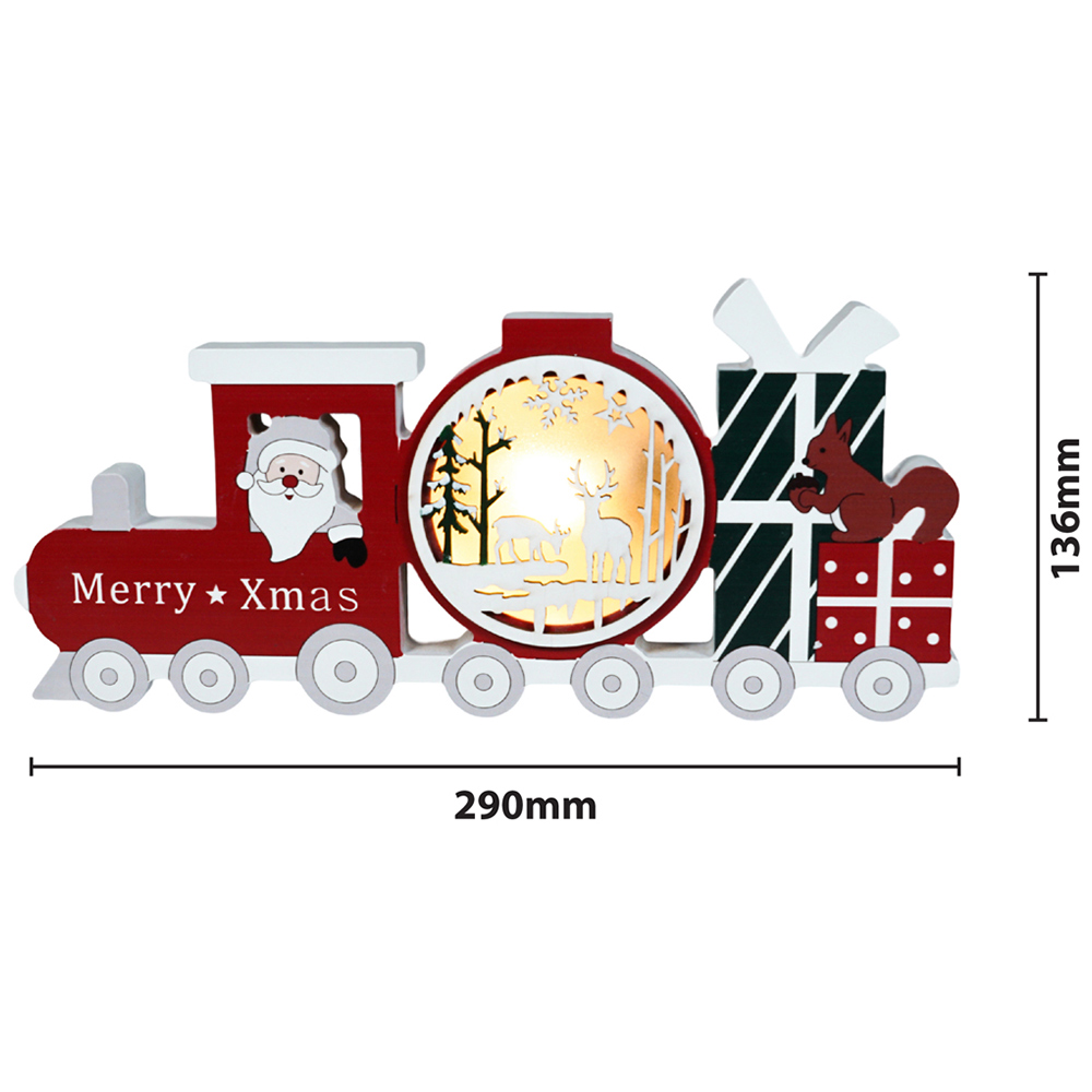 Xmas Haus Festive Light Up LED Multicolour Wood Train Decoration Image 5