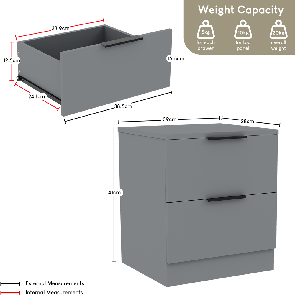 VIDA DESIGNS Trega Grey 3 Piece Bedroom Furniture Set Image 8