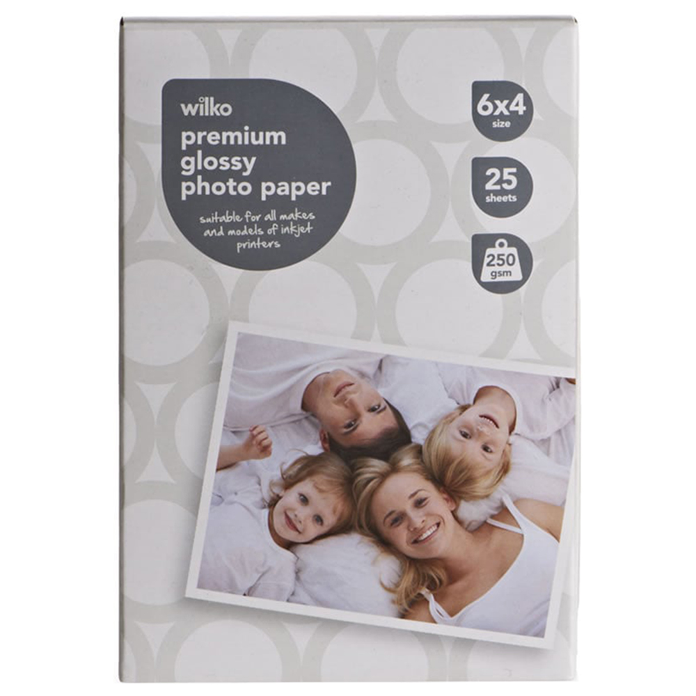 Wilko Premium Glossy Photo Paper 6 x 4 inch 25 Sheets Case of 10 Image 2