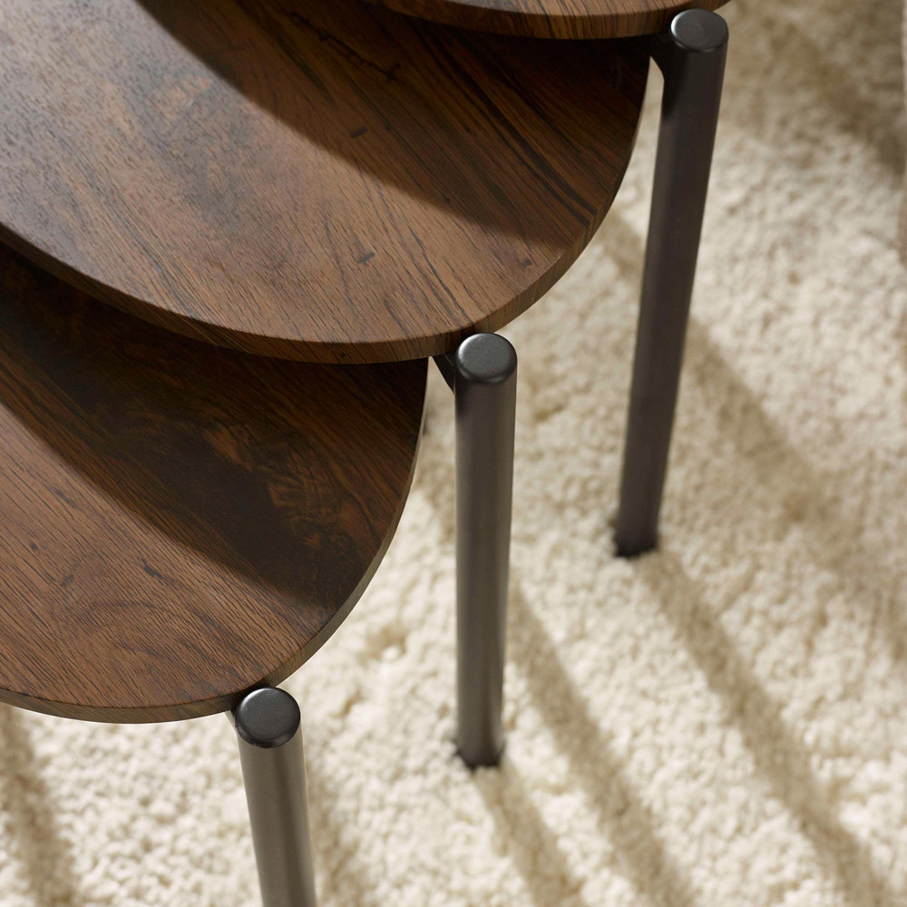Julian Bowen Lorette Walnut Effect Teardrop Nest of Tables Set of 3 Image 5