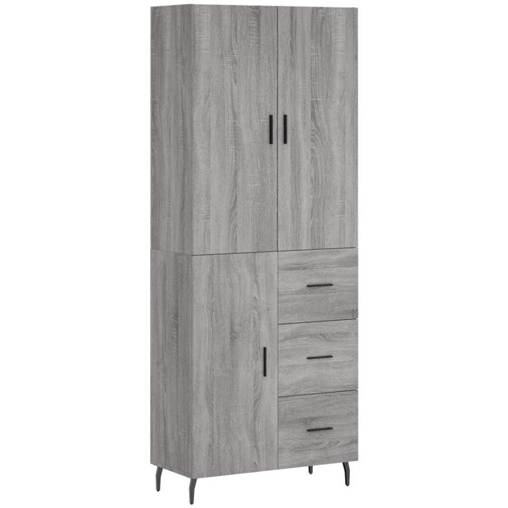 vidaXL 3 Door 3 Drawer Grey Sonoma Highboard Image 2