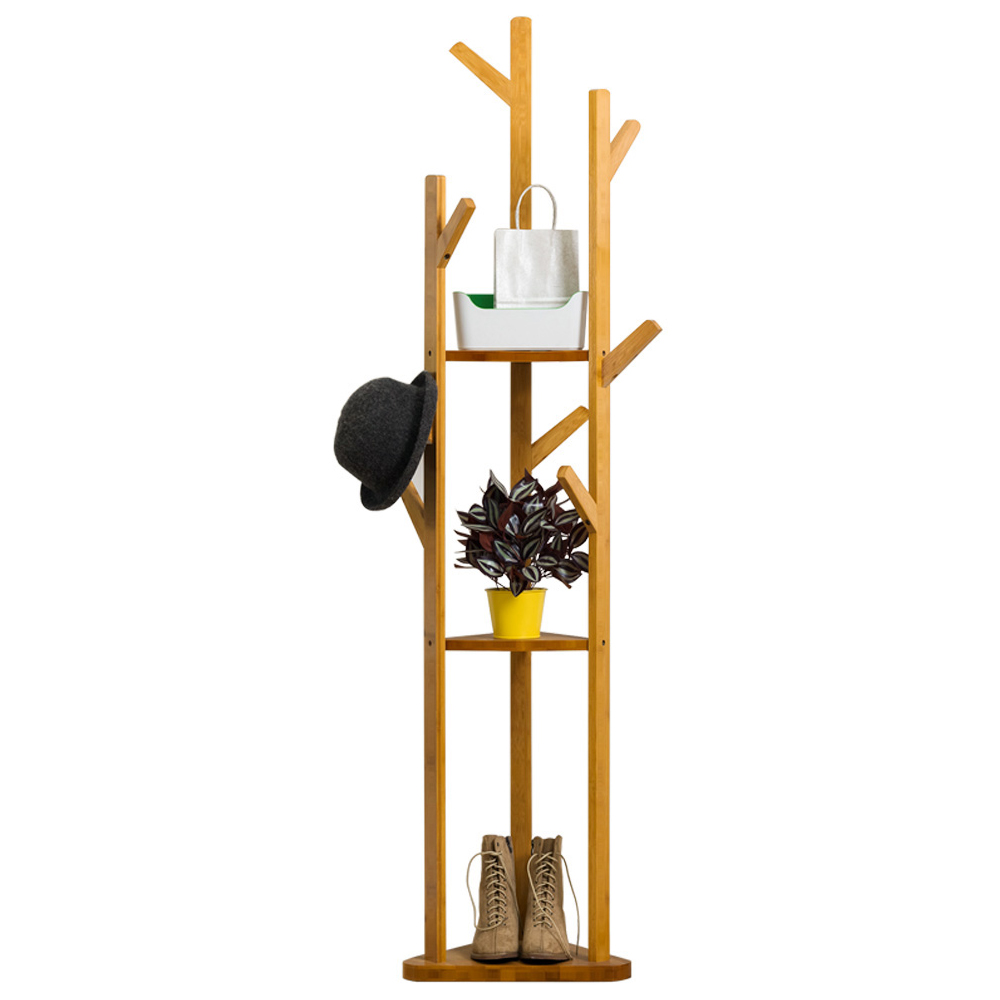 Living and Home 3 Tier Coat Rack Stand with Shelves Image 3