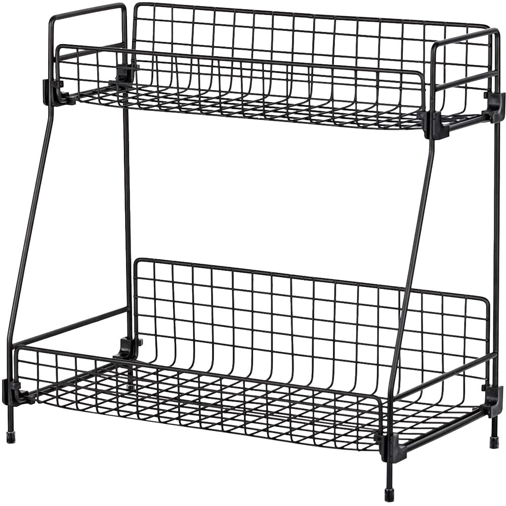 Living And Home WH0798 Black Metal 2-Tier Freestanding Storage Rack Image 1