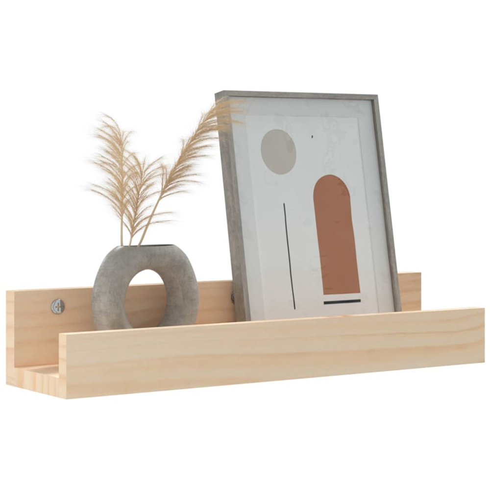 vidaXL 50cm Set of 2 Brown Solid Pine Wood Floating Wall Shelf Image 6