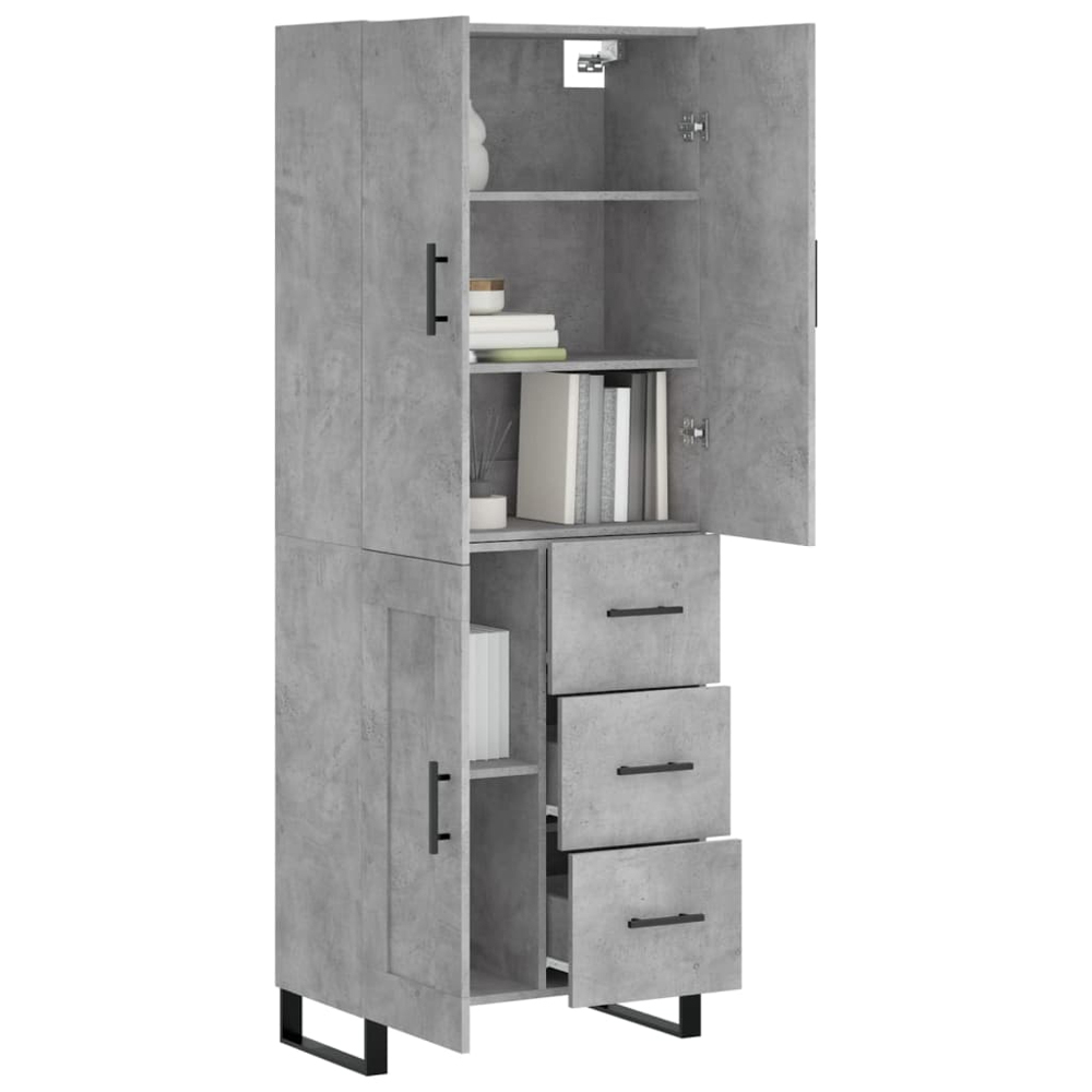 vidaXL 3 Door 3 Drawer Concrete Grey Highboard Image 3