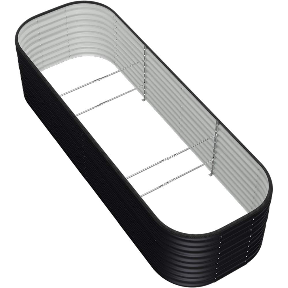 Living and Home Anthracite Oval Galvanised Steel Raised Garden Bed 240 x 56cm Image 4