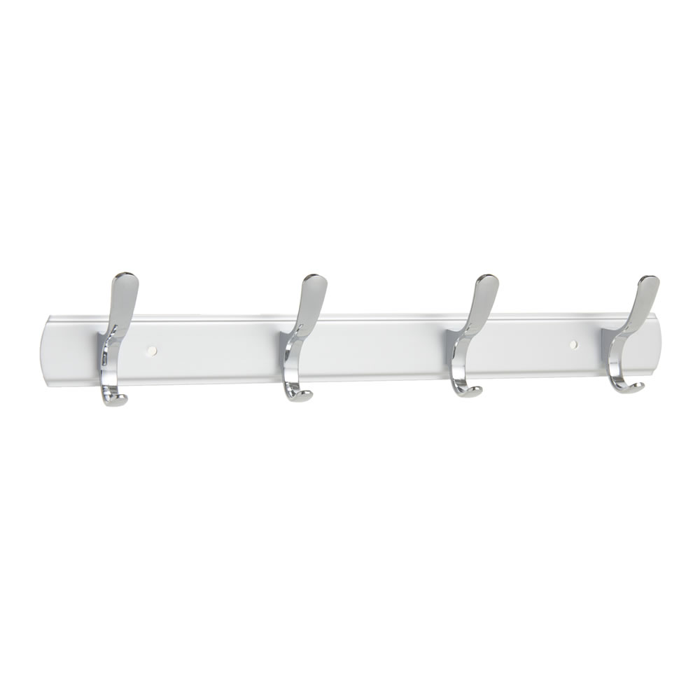 Wilko Large Aluminium 4 Hook Coat Hooks Image