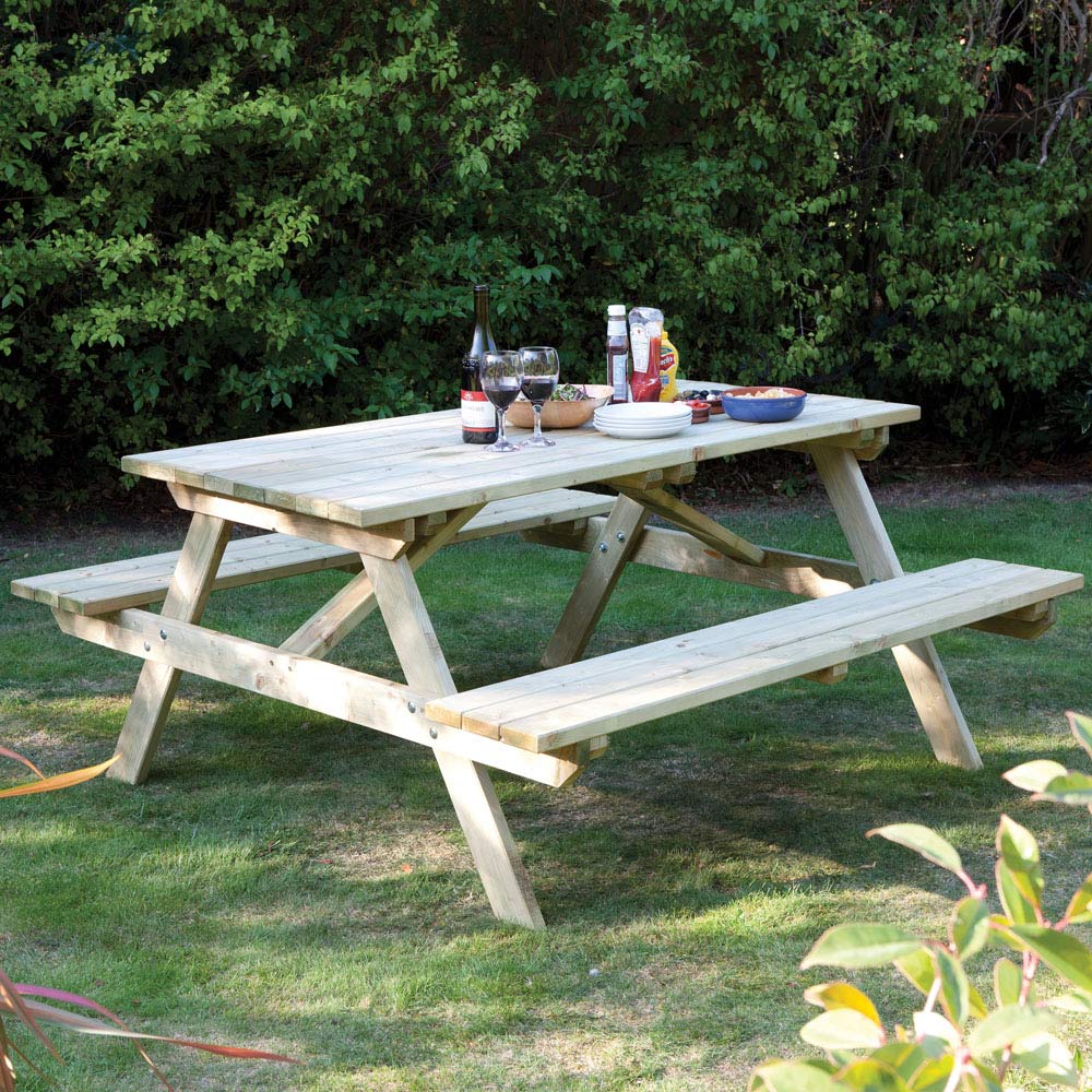Rowlinson Picnic Table and Bench 6ft Image 1