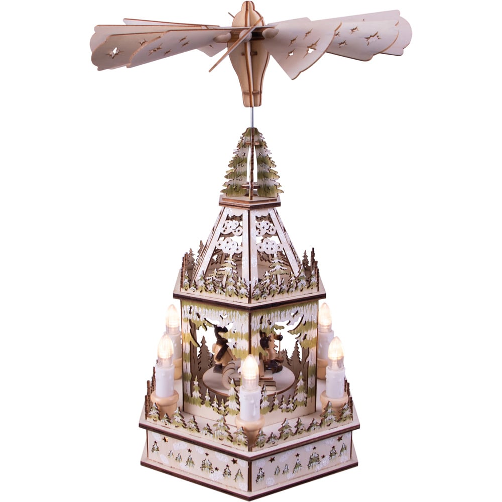 St Helens Festive Light Up Wooden Christmas Pyramid Decoration Image 1