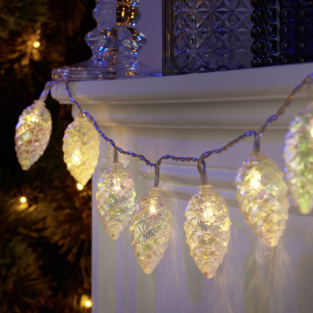 Wilko Battery Operated Iridescent Pine Cones String Lights Image 4