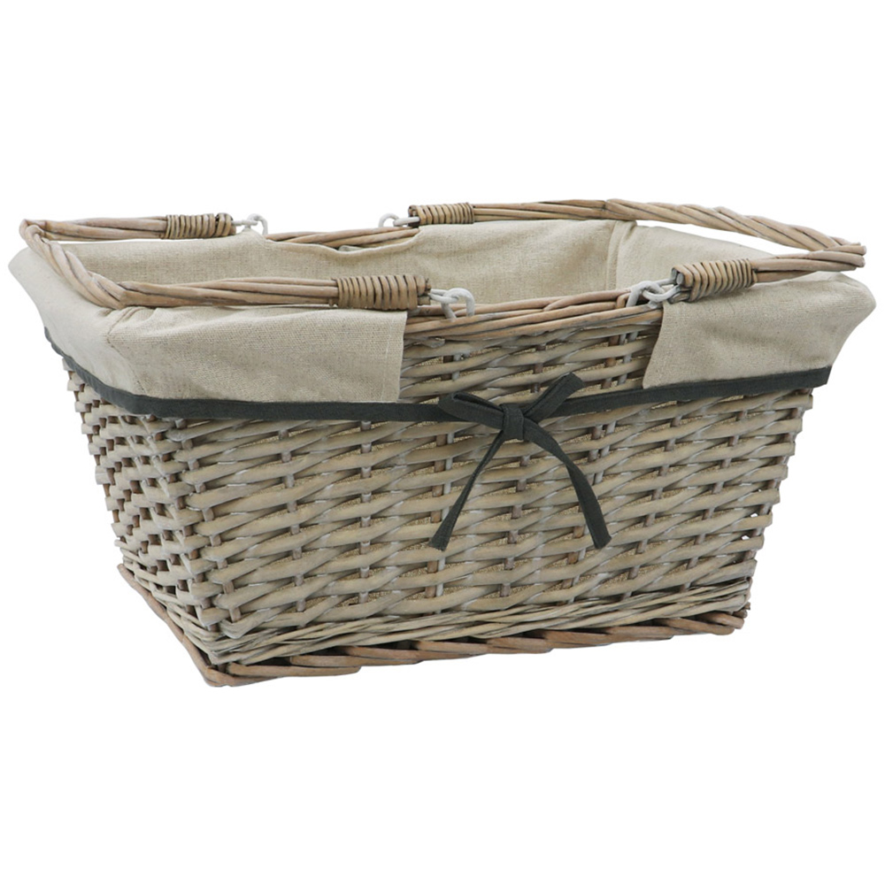 JVL Arianna Grey Rectangular Willow Shopping Basket 20L Image 3