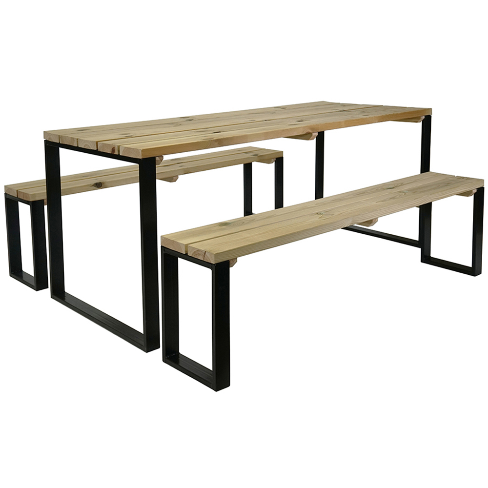 Cerland Blakea 6 Seater Wooden Garden Dining Bench Set Image 2