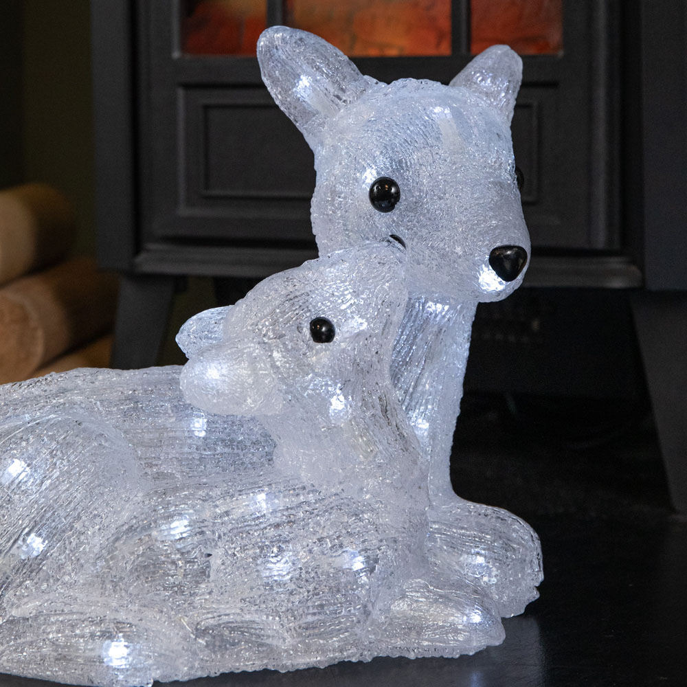 Samuel Alexander 40 Cool White LED Light-Up Ice Frosted Doe and Fawn Christmas Decoration 27cm Image 5