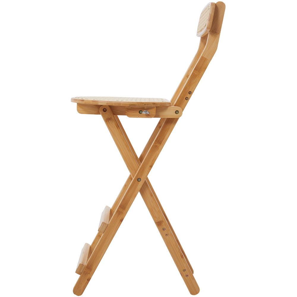 Living and Home Natural Wood Foldable Bamboo Bar Chair with Footrest Image 3