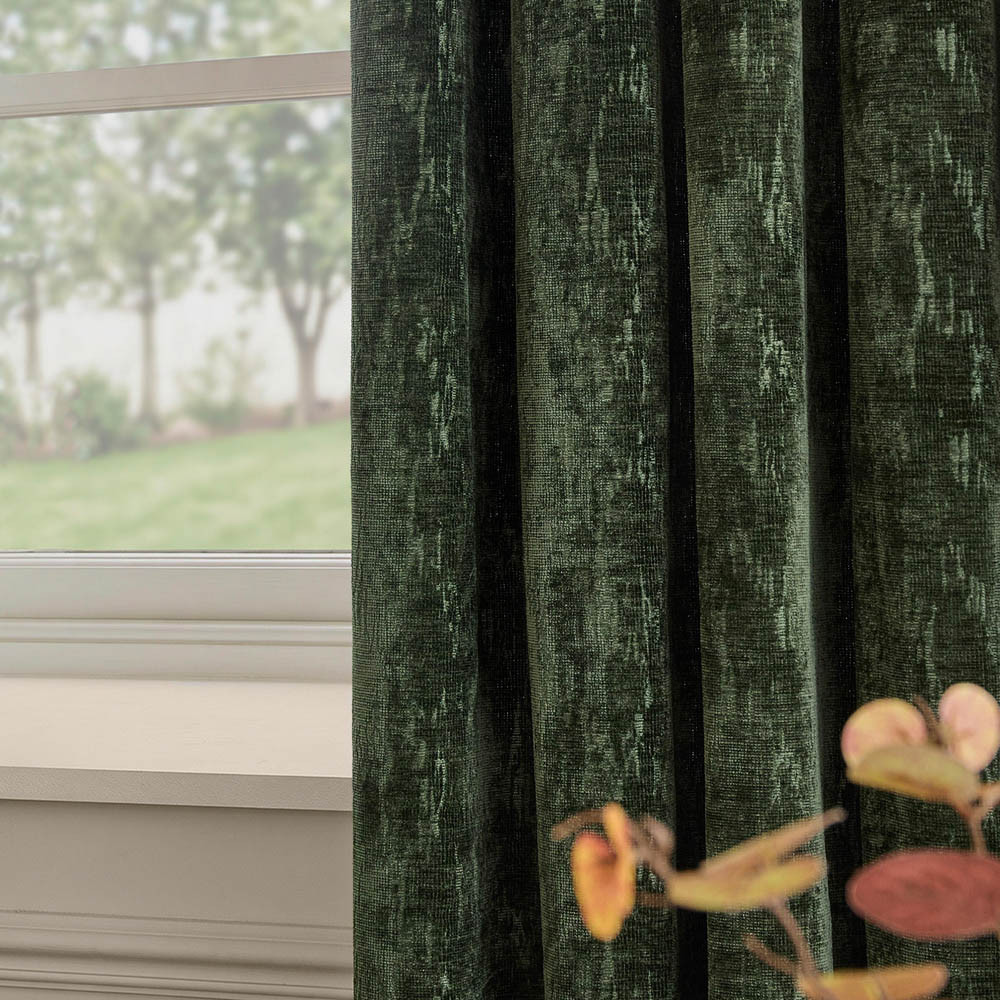 Paoletti Aurelio Emerald Chenille Fully Lined Eyelet Curtains 168 x 229cm Image 2