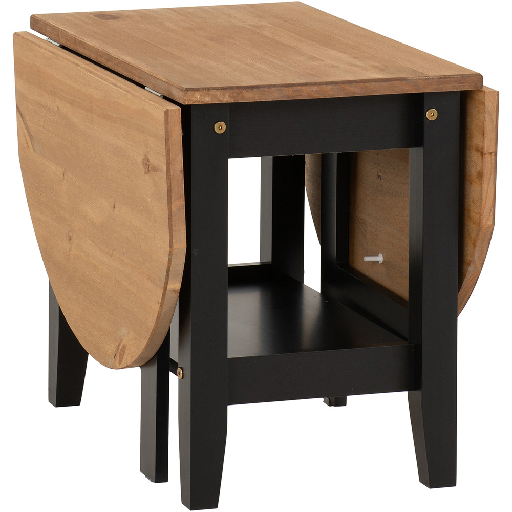 Seconique Santos Single Shelf Drop Leaf Black Distressed Waxed Pine Coffee Table Image 3