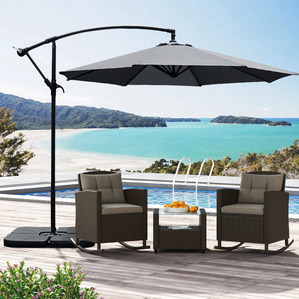 Living and Home Black Cantilever Parasol with Square Base 3m Image 2