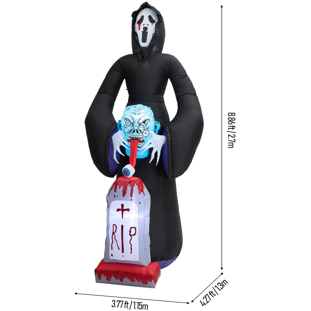 Living and Home Multicolour Inflatable Grim Reaper with Built-in Lights Halloween Decoration 9ft Image 8