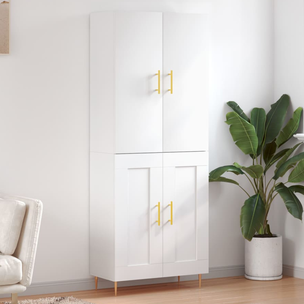 vidaXL 4 Door White Highboard Image 1