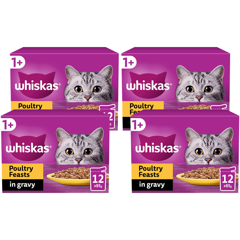Whiskas Poultry Selection in Gravy Adult Wet Cat Food Pouches 85g Case of 4 x 12 Pack Image 1
