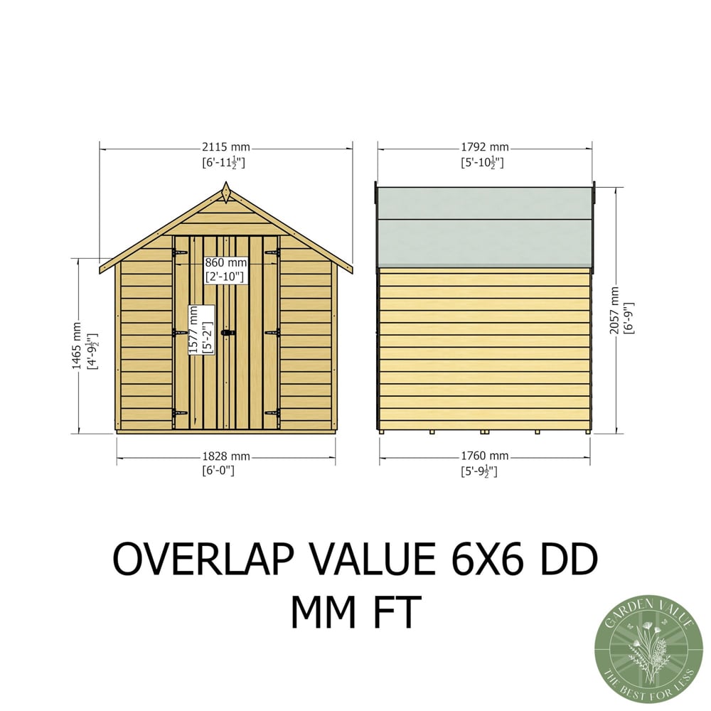 Shire GB Garden Value 6 x 6ft Overlap Double Door Garden Shed Image 9