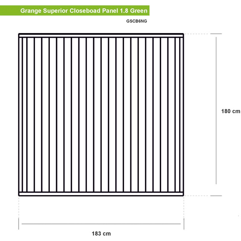 Shire Grange Superior Closeboad 6 x 6ft Green Vertical Fence Panel Image 9