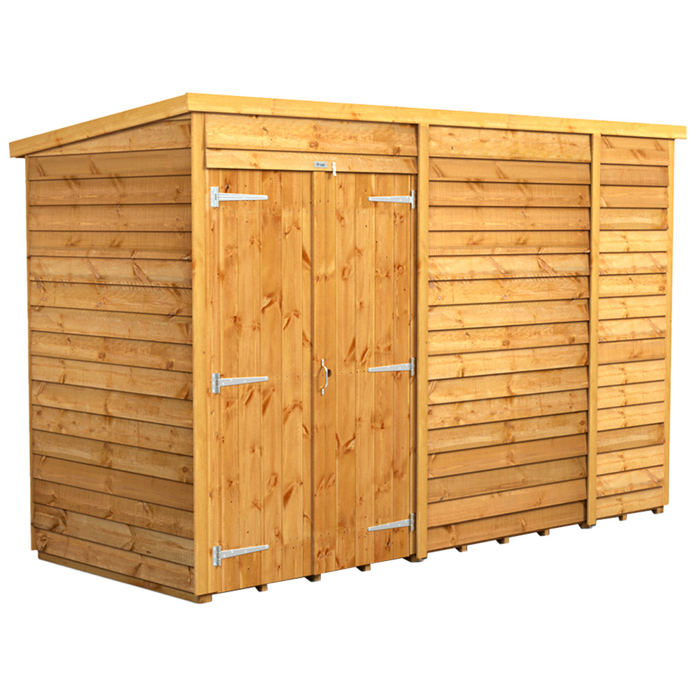 Power 10 x 4ft Overlap Pent Windowless Double Door Garden Shed Image 1