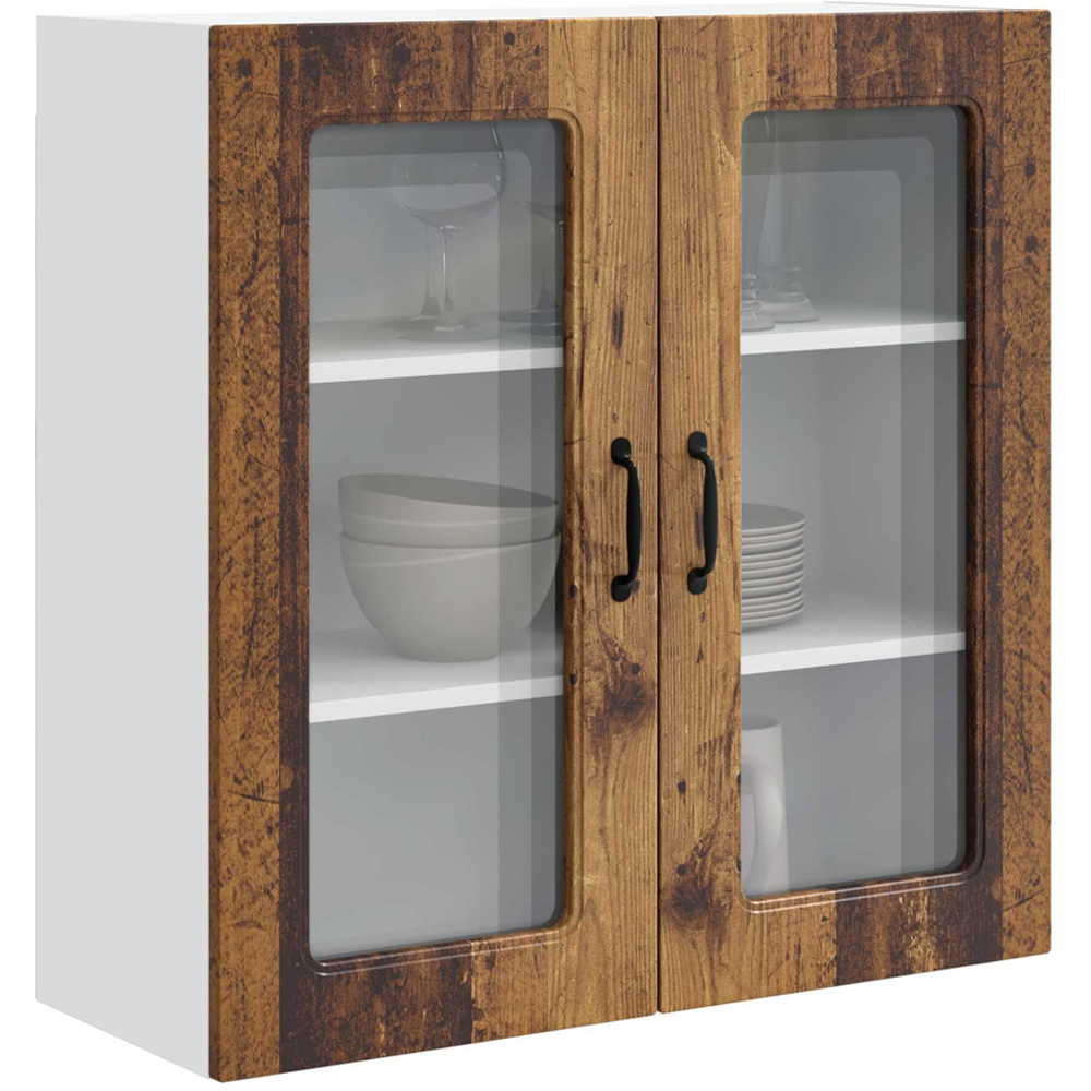 vidaXL 2 Glass Door Old Wood Kitchen Wall Cabinet Image 3