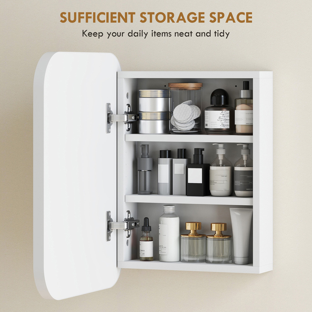 Portland White Wall Mounted Adjustable Bathroom Cabinet with Mirror Image 4
