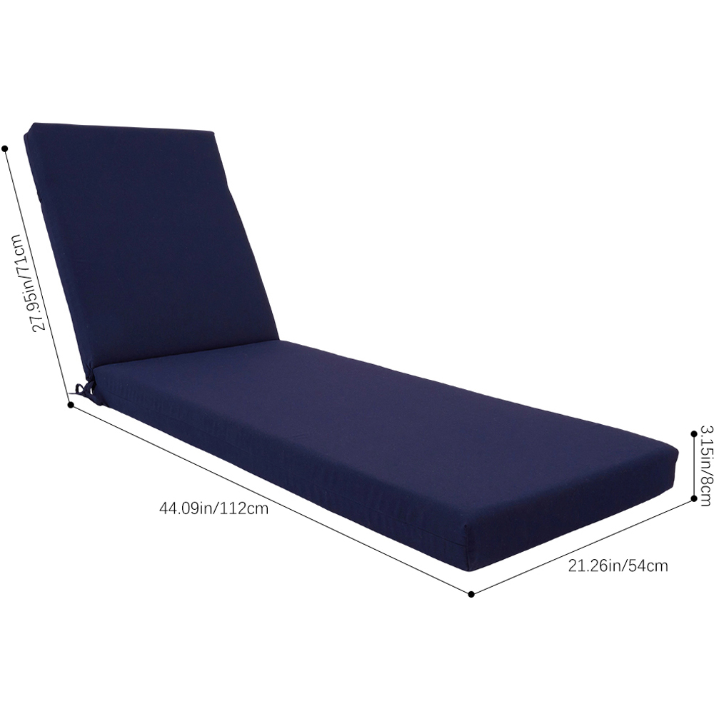 Living and Home Dark Blue Outdoor Sun Lounge Chair Cushion 71 x 112 x 54cm Image 8