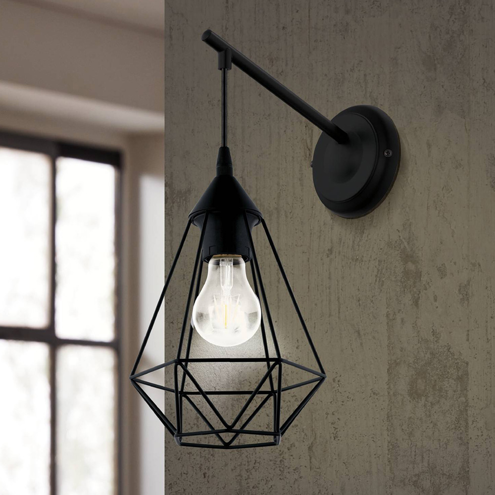 EGLO Tarbes Geo Black Steel Wall Light Image 2