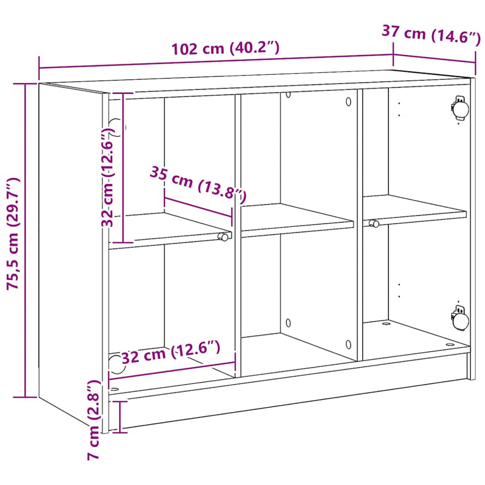 vidaXL 2 Glass Door 2 Shelf Artisan Oak Sideboard Image 9