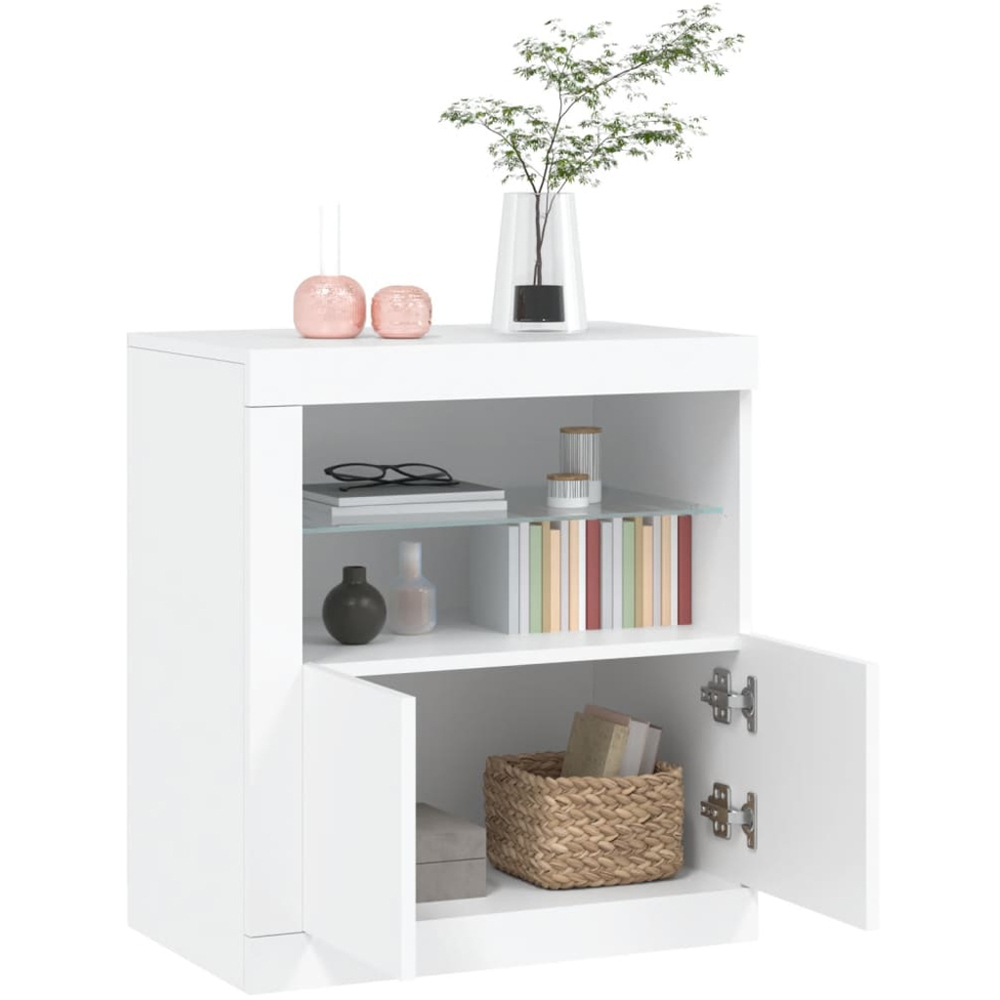vidaXL 2 Door 2 Shelf White LED Sideboard Image 4