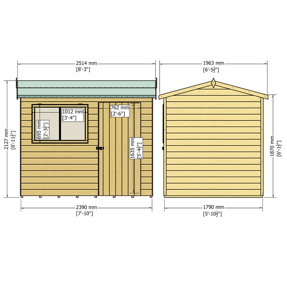 Shire Lewis 8 x 6ft Style D Reverse Apex Shed Image 5
