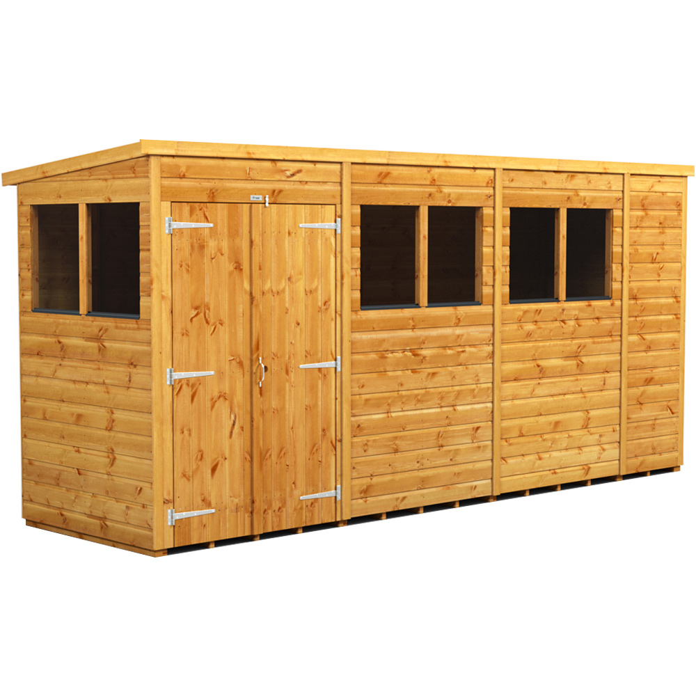 Power Sheds 14 x 4ft Double Door Pent Wooden Shed Image 1