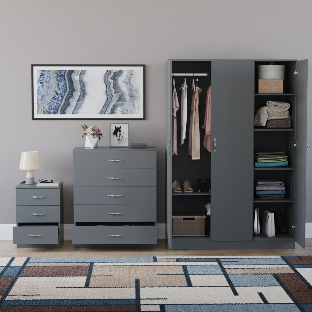 VIDA DESIGNS Riano Grey 3 Piece Bedroom Furniture Set Image 3
