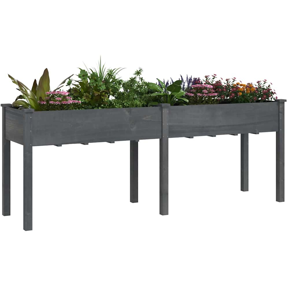 vidaXL Grey Fir Wood Garden Planter with Liner 76 x 203 x 53cm Image 2