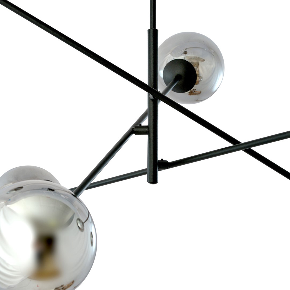 Emibig Linear 6 Light Graphite Shade Black Pendant Lamp Image 5