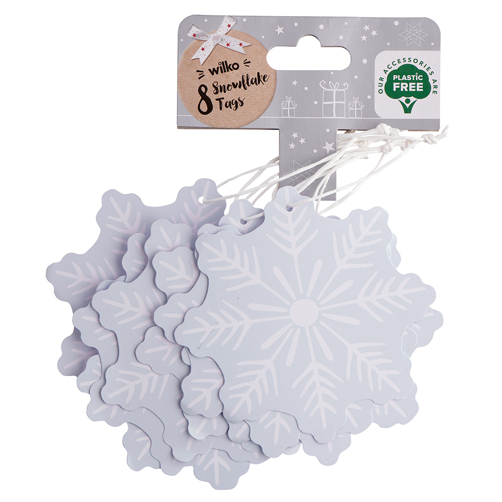 Wilko First Frost Snowflake Tags 8 Pack Image 1