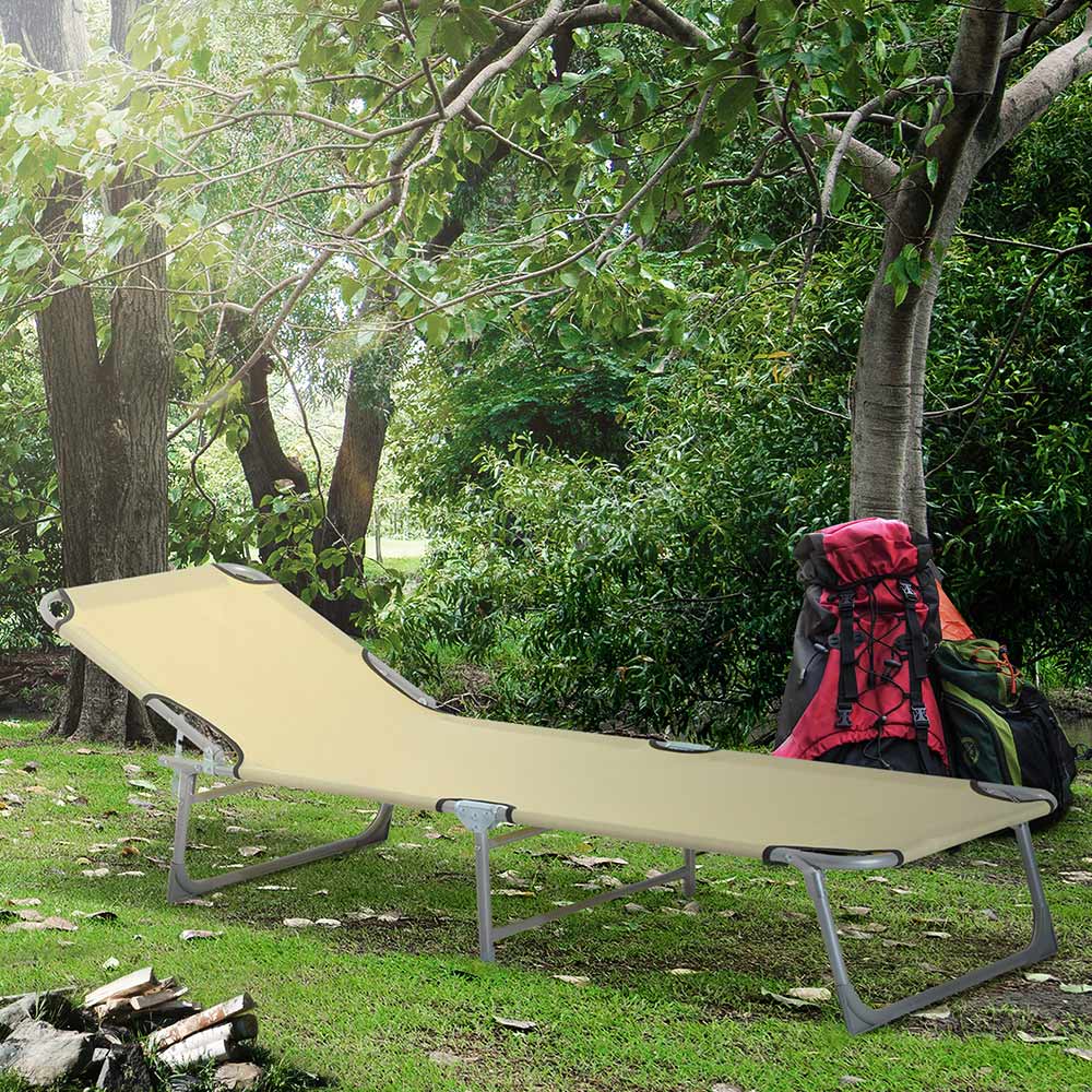 Outsunny Sun lounger Camping Cot Beige Image 1