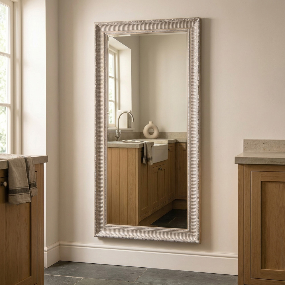 Iyla Carved Washed Wooden Mirror Image 5
