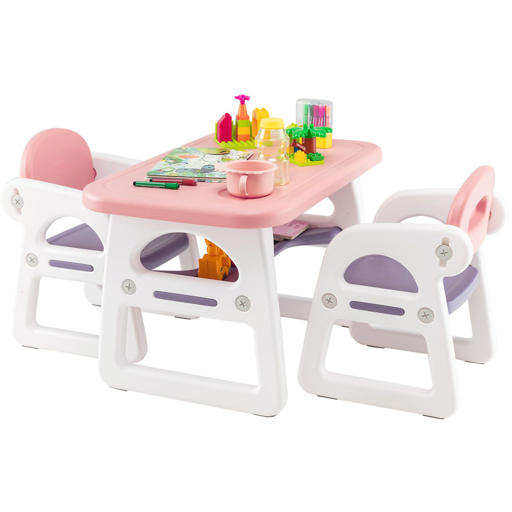 Costway 2 Seater Kids Dining Set Pink Image 3