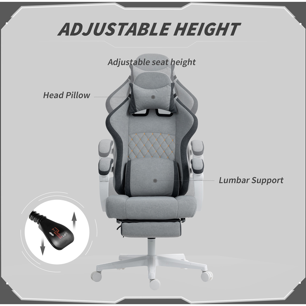 HOMCOM Grey Printed Velvet Adjustable Height Recliner Chair Image 7