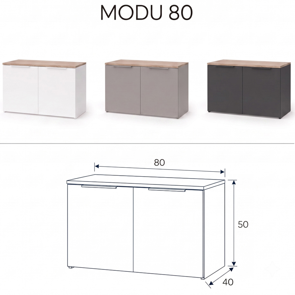 Shefa Line MODU 80 2 Door White and Sonoma Oak Sideboard Image 6
