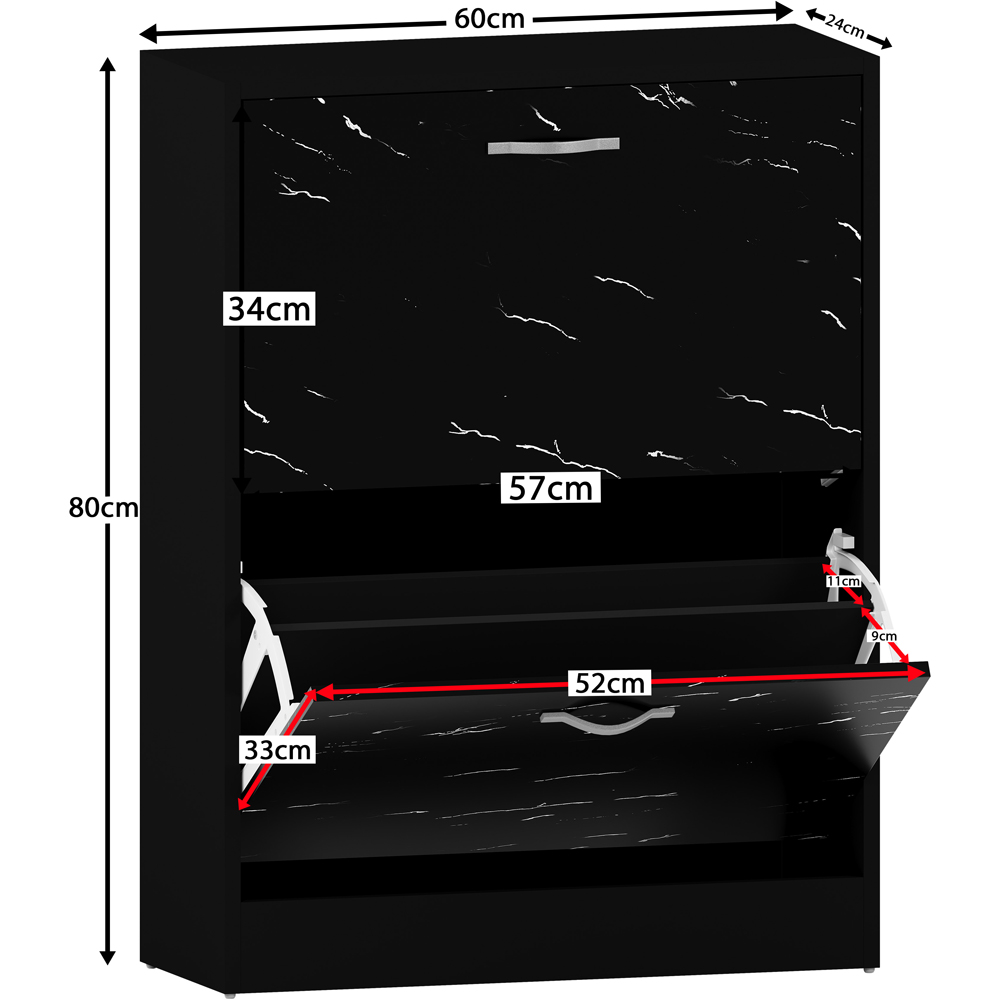VIDA DESIGNS 2 Drawer Black Marble Shoe Cabinet Image 9