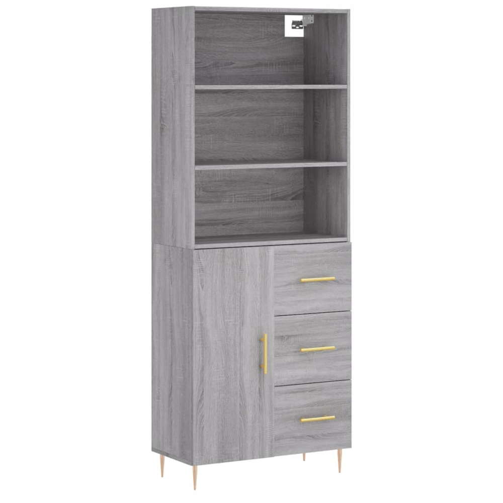 vidaXL Single Door 3 Drawer 3 Shelf Grey Sonoma Highboard Image 2