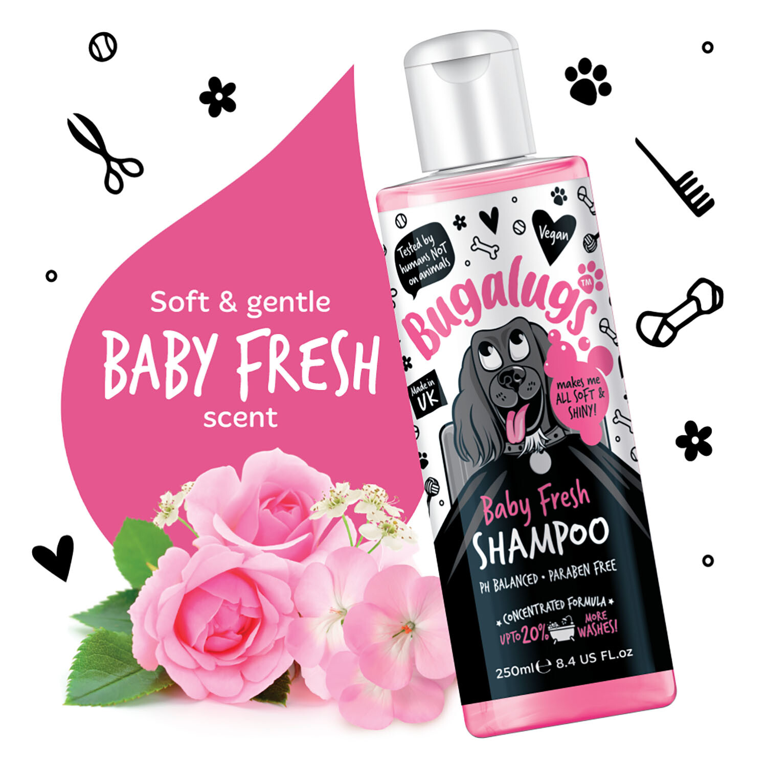 Bugalugs Baby Fresh Dog Shampoo 250ml - Pink Image 5
