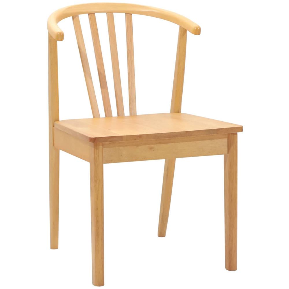 vidaXL Set of 2 Natural Solid Rubberwood Dining Chair Image 4