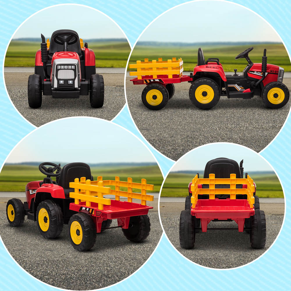 Tommy Toys Kids Ride On Electric Tractor with Trailer Red 12V Image 5