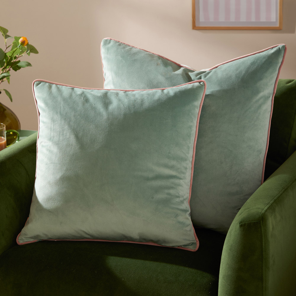 Furn Meridian Mineral and Blush Velvet Cushion 45 x 45cm Image 5